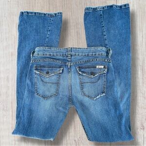 VTG Grass LA Twist Leg Manufacturer Distress Rips Fade Laurel Blue Jeans 29 VGUC